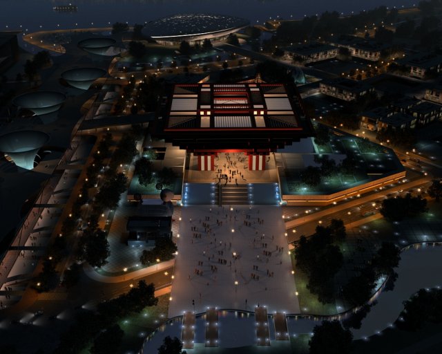 China Pavilion at night 3D मॉडल .c4d .max .obj .3ds .fbx .stl .blend 