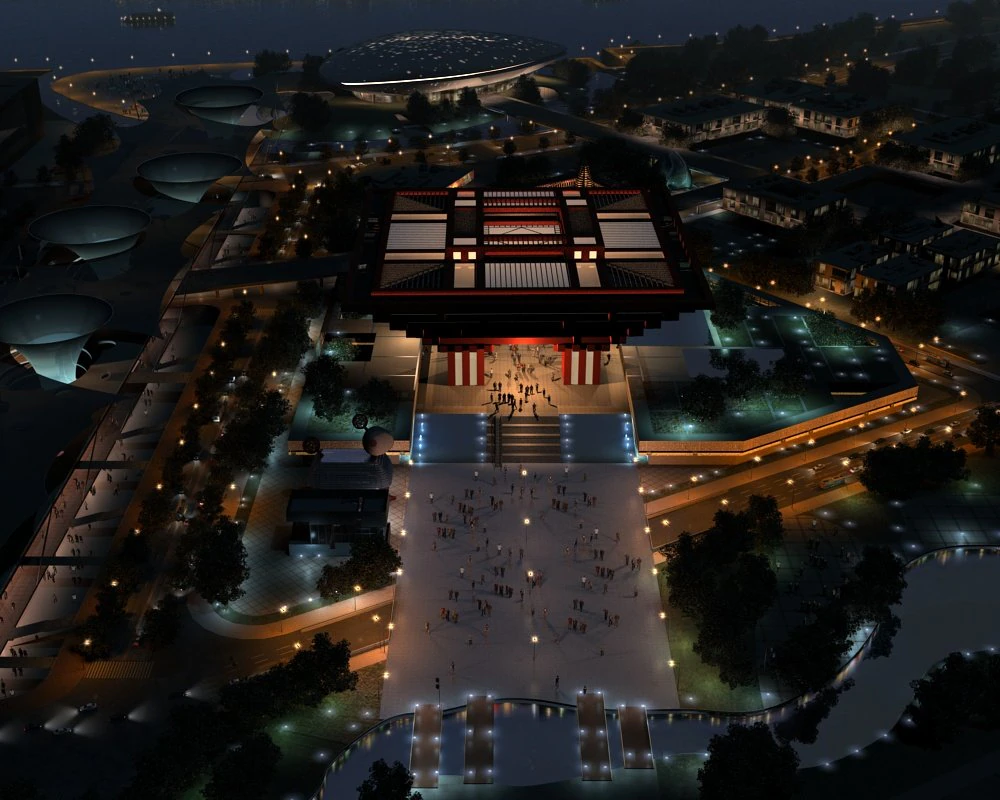China Pavilion at night 3D Model .c4d .max .obj .3ds .fbx .stl .blend 