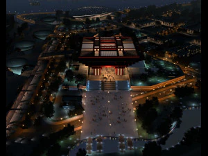 夜の中国館 3Dモデル