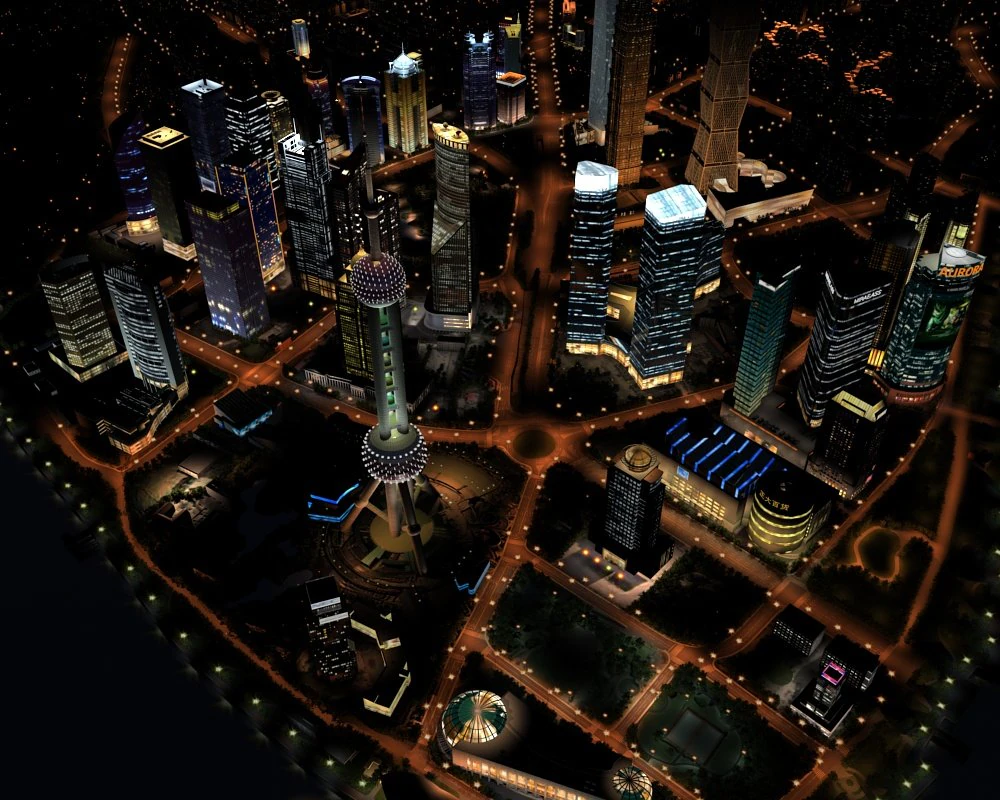 Shanghai TV evening 3D Model .c4d .max .obj .3ds .fbx .stl .blend