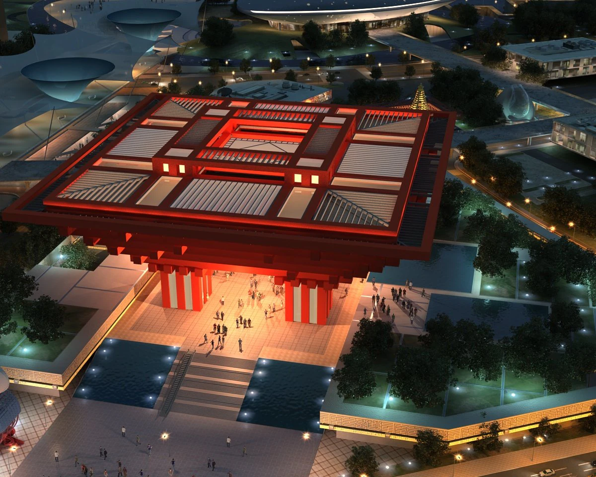 China Pavilion 3D Model .c4d .max .obj .3ds .fbx .stl .blend 