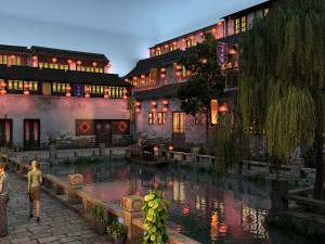 Baotou Water Street 3D Model