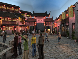 바오터우 수상 거리 3D 모델