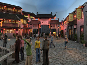 Baotou Water Street 3D Model