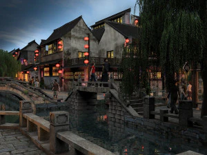 Baotou Water Street 3D Model
