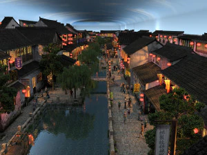 Baotou Water Street 3D Model