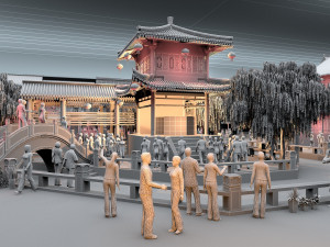 바오터우 수상 거리 3D 모델