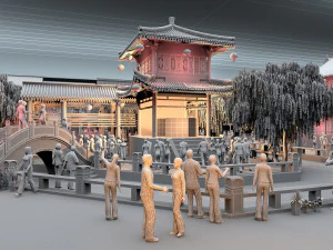 Baotou Water Street 3D Model