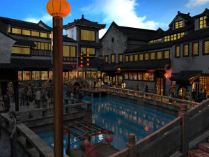 Baotou Water Street 3D Model