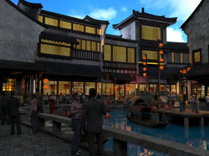 Baotou Water Street 3D Model