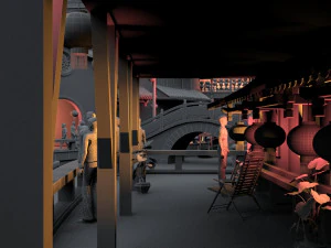 Baotou Water Street 3D Model