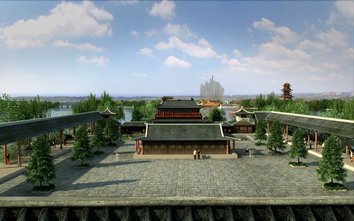 Ancient building park 3D Model .c4d .max .obj .3ds .fbx .stl .blend 
