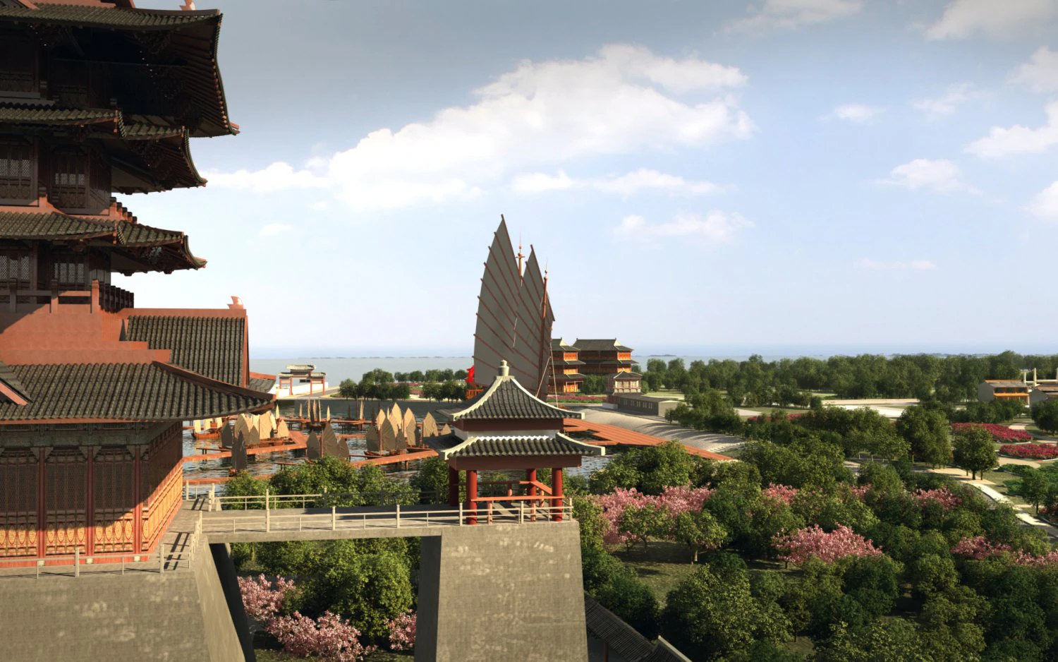 Ancient building park 3D Model .c4d .max .obj .3ds .fbx .stl .blend 