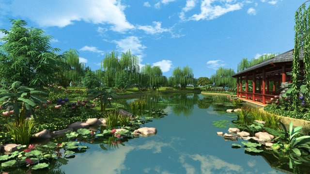 Ancient building park 3D Модель .c4d .max .obj .3ds .fbx .stl .blend 