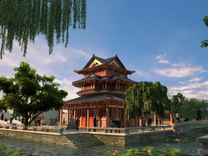Ancient building park 3D Model