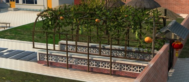 Rural small courtyard Model 3D .c4d .max .obj .3ds .fbx .stl .blend 