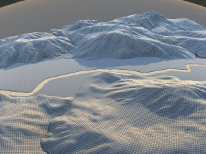 Mountains and rivers Modèle 3D