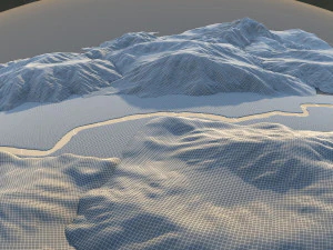 Mountains and rivers 3D Model