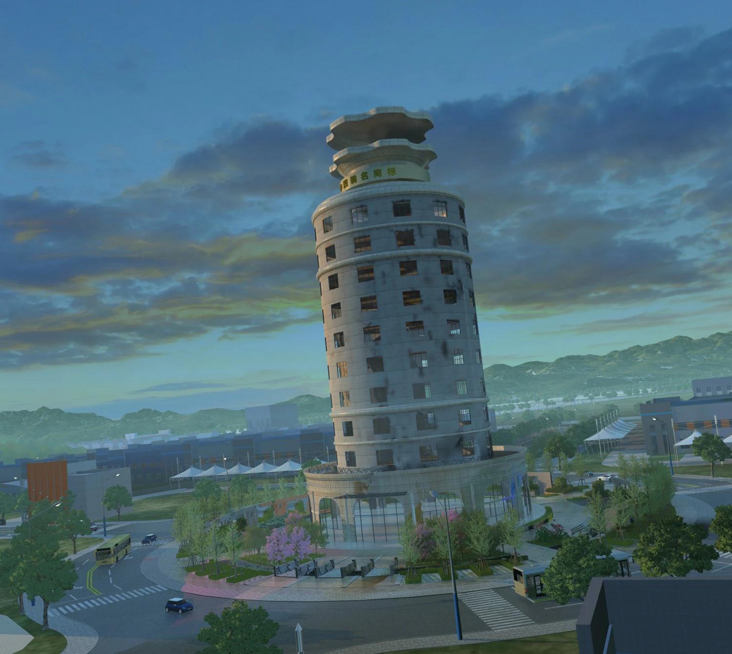 Bottle building 3D Model .c4d .max .obj .3ds .fbx .stl .blend 