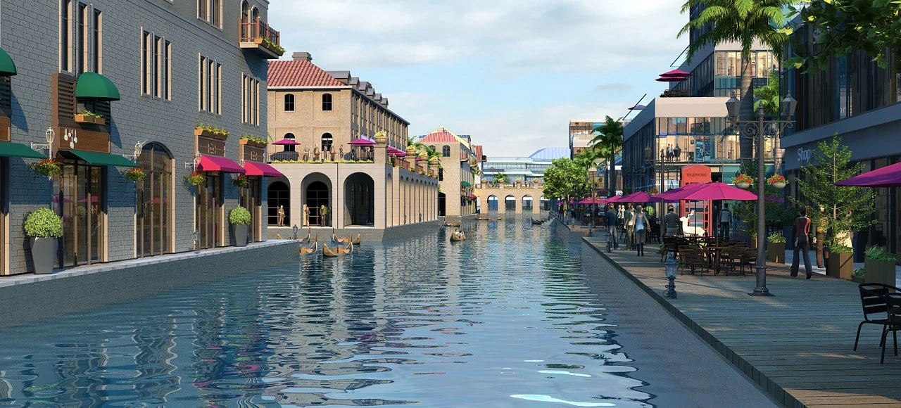 Water city 3D Model .c4d .max .obj .3ds .fbx .stl .blend