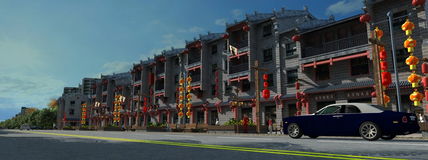 Commercial street 3D Model .c4d .max .obj .3ds .fbx .stl .blend 
