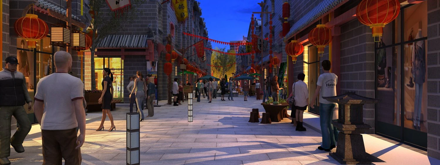 Night view of ancient town 3D Model .c4d .max .obj .3ds .fbx .stl .blend
