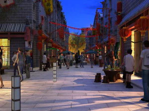 Night view of ancient town 3D Model