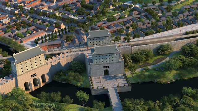 Ancient town Model 3D .c4d .max .obj .3ds .fbx .stl .blend 