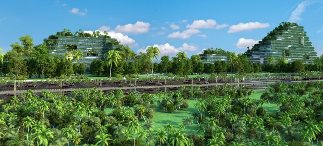 Green city 3D Модель .c4d .max .obj .3ds .fbx .stl .blend 