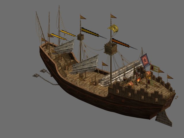 Ancient warship 3Dモデル .c4d .max .obj .3ds .fbx .stl .blend 