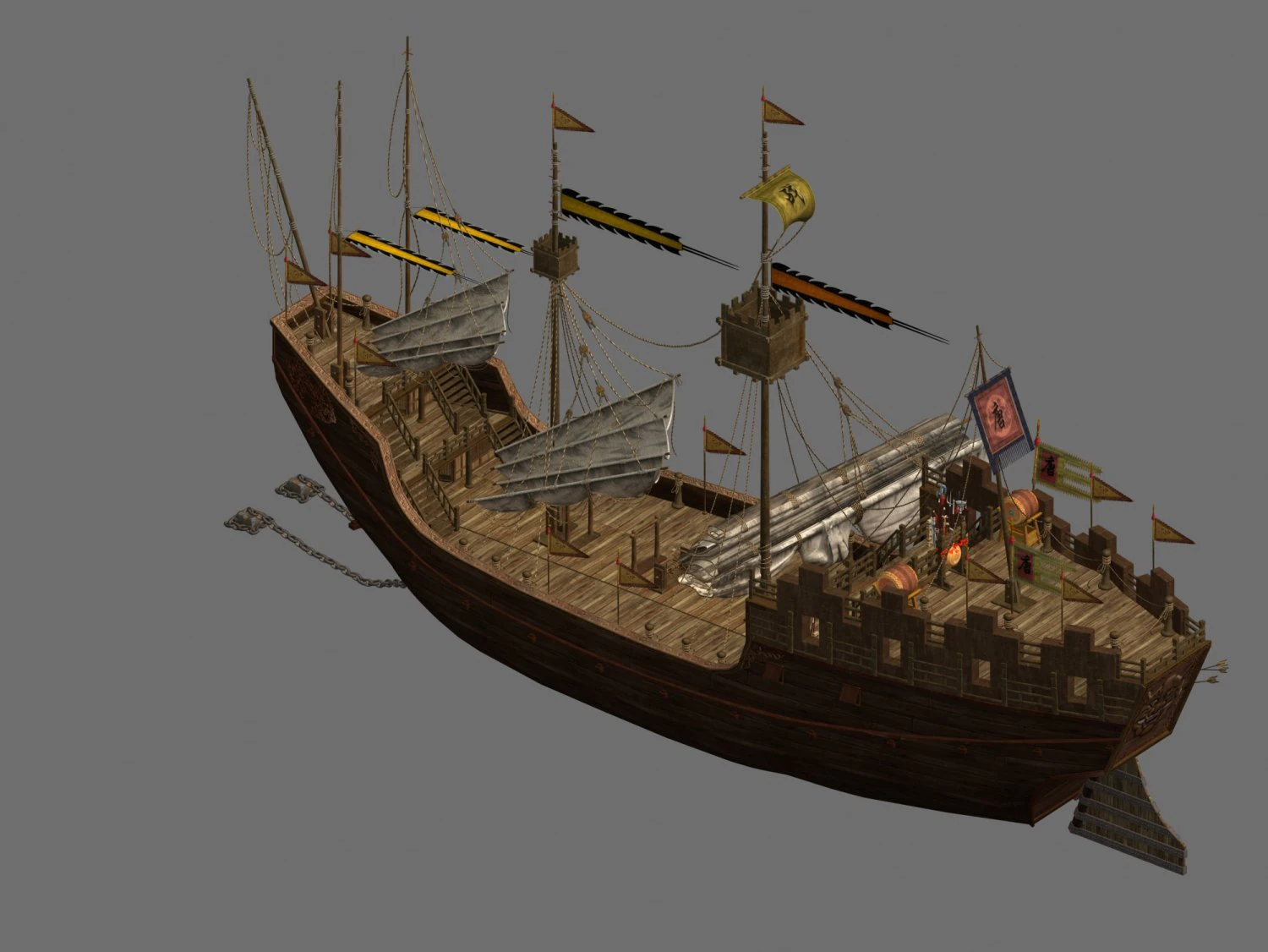 Ancient warship 3D Model .c4d .max .obj .3ds .fbx .stl .blend 