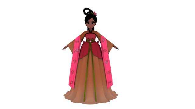 Cartoon girl 3D Model .c4d .max .obj .3ds .fbx .stl .blend
