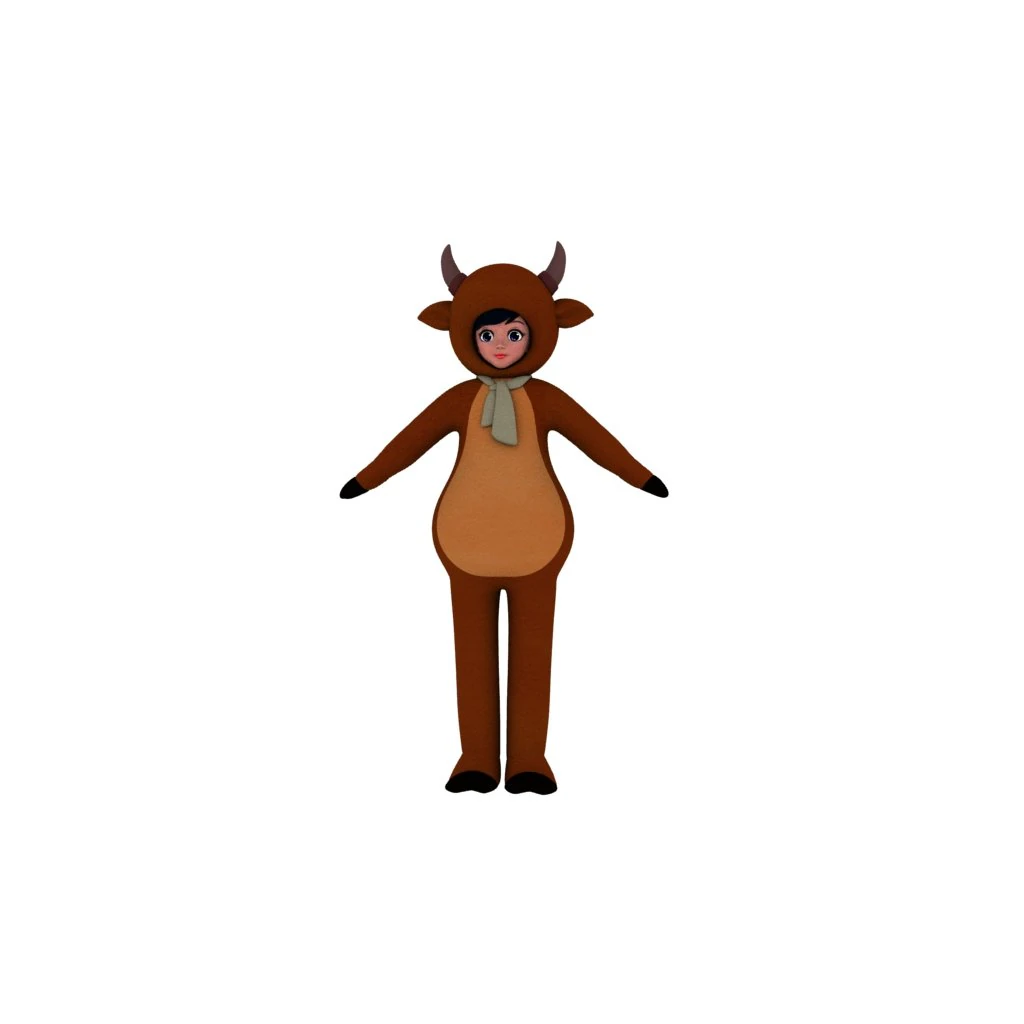 Cartoon girl 3D Model .c4d .max .obj .3ds .fbx .stl .blend