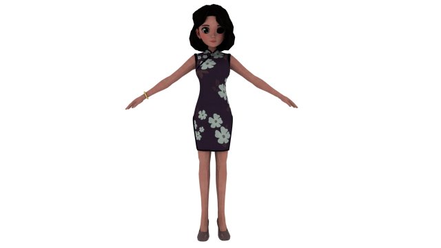 Cartoon woman 3D Model .c4d .max .obj .3ds .fbx .stl .blend 