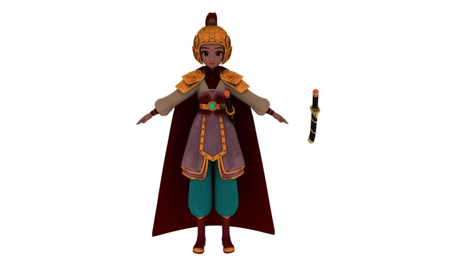 Cartoon female general 3D Model .c4d .max .obj .3ds .fbx .stl .blend 