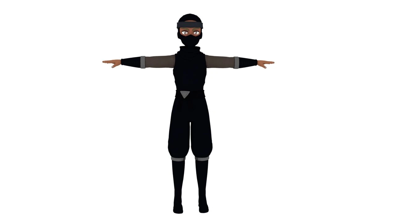 Cartoon female ninja 3D Model .c4d .max .obj .3ds .fbx .stl .blend