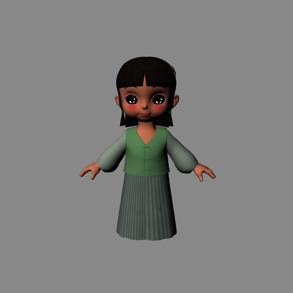 Cartoon girl 3D Model .c4d .max .obj .3ds .fbx .stl .blend 