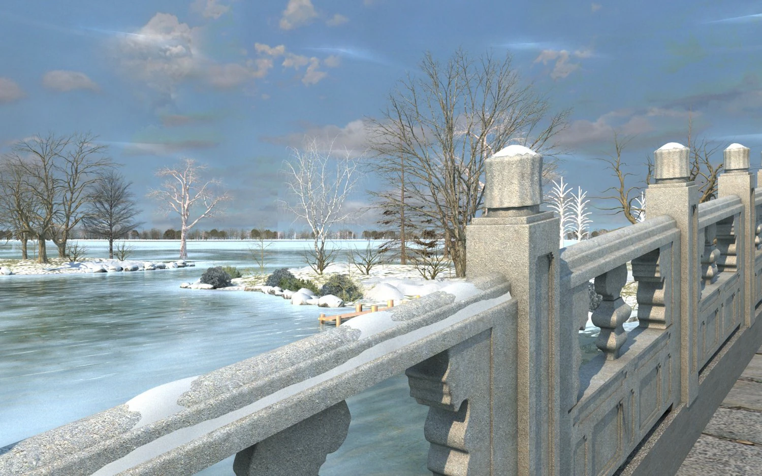 Snow scene 3D Model .c4d .max .obj .3ds .fbx .stl .blend 