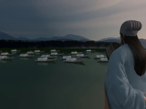 Ł&oacute;dka z trawy pożyczająca strzały Model 3D