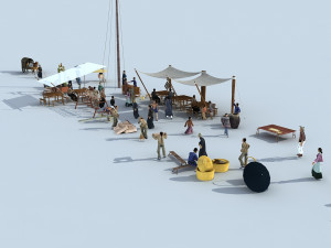 Ancient bazaar characters 3D Model