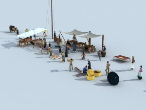 Ancient bazaar characters 3D Model