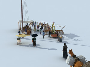 Ancient bazaar characters 3D Model