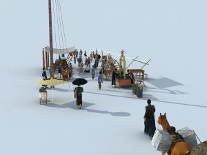 Ancient bazaar characters 3D Model