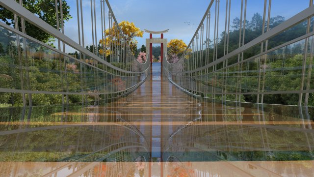 Suspension bridge 3D Model .c4d .max .obj .3ds .fbx .stl .blend 