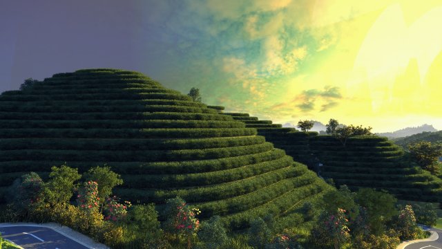 Trapezoidal tea field 3D Model .c4d .max .obj .3ds .fbx .stl .blend 