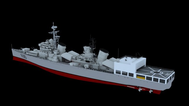 Missile equipped destroyer 3D Модель .c4d .max .obj .3ds .fbx .stl .blend