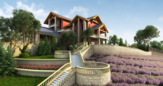 Villa Model 3D .c4d .max .obj .3ds .fbx .stl .blend 