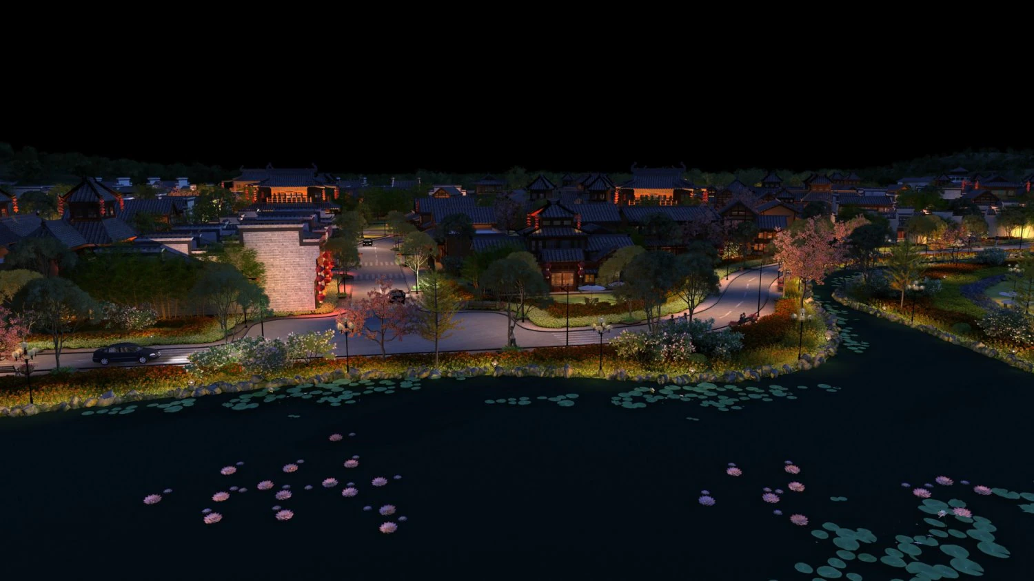 City night scene 3D Model .c4d .max .obj .3ds .fbx .stl .blend 