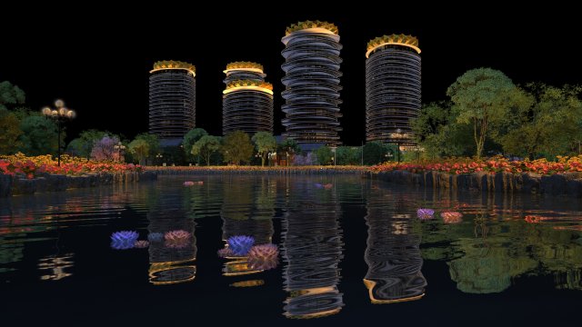 City night scene 3D Model .c4d .max .obj .3ds .fbx .stl .blend 