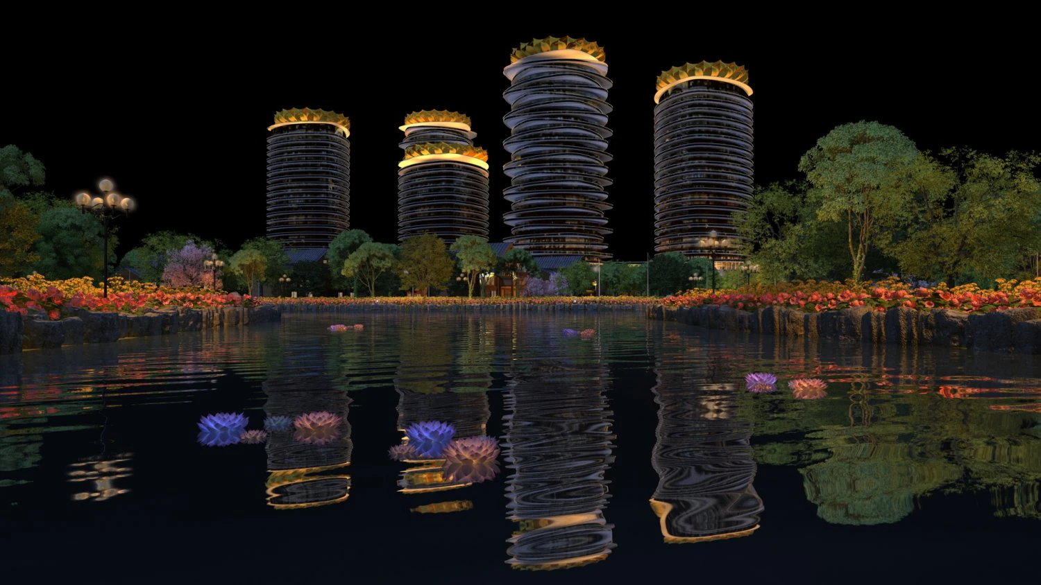 City night scene 3D Model .c4d .max .obj .3ds .fbx .stl .blend
